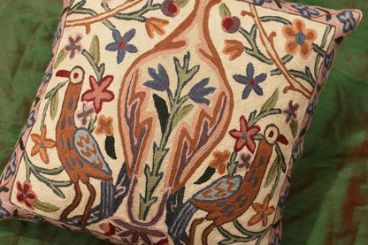 Tree of Life Pillow Cover - Crane Cream Floral Outdoor Pillows | Suzani Cushions | Modern Floral