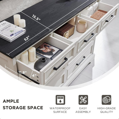 Farmhouse 9 Drawer Dresser for Bedroom, 36 Inch Tall Modern Dresser TV Stand with Large Drawers &