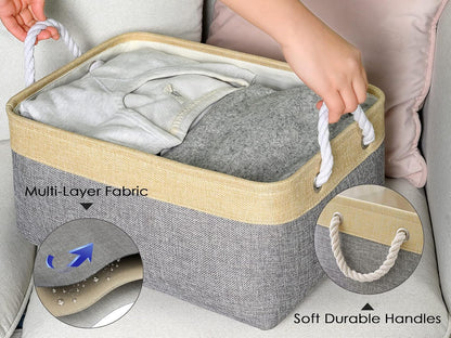 TheWarmHome Storage Basket for Organizing - 3 Pack 14x10x7 inch Large Collapsible Storage Bin for