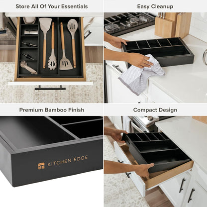 Adjustable Kitchen Drawer Organizer for Utensils and Junk, Food-Safe Contract Grade with 100%