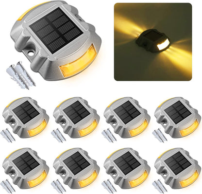 Solar Deck Lights Driveway Dock Lights, VOLISUN 8-Pack Led IP67 Waterproof Outdoor Warning Step