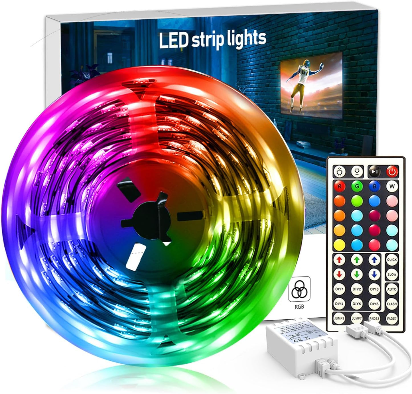 DAYBETTER Led Strip Lights 32.8 ft RGB Color Changing Lights Strip for Bedroom, Desk, Home
