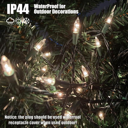 HISHINY Christmas Lights 100 Count Clear Christmas Tree String Lights with Green Wire for Outdoor
