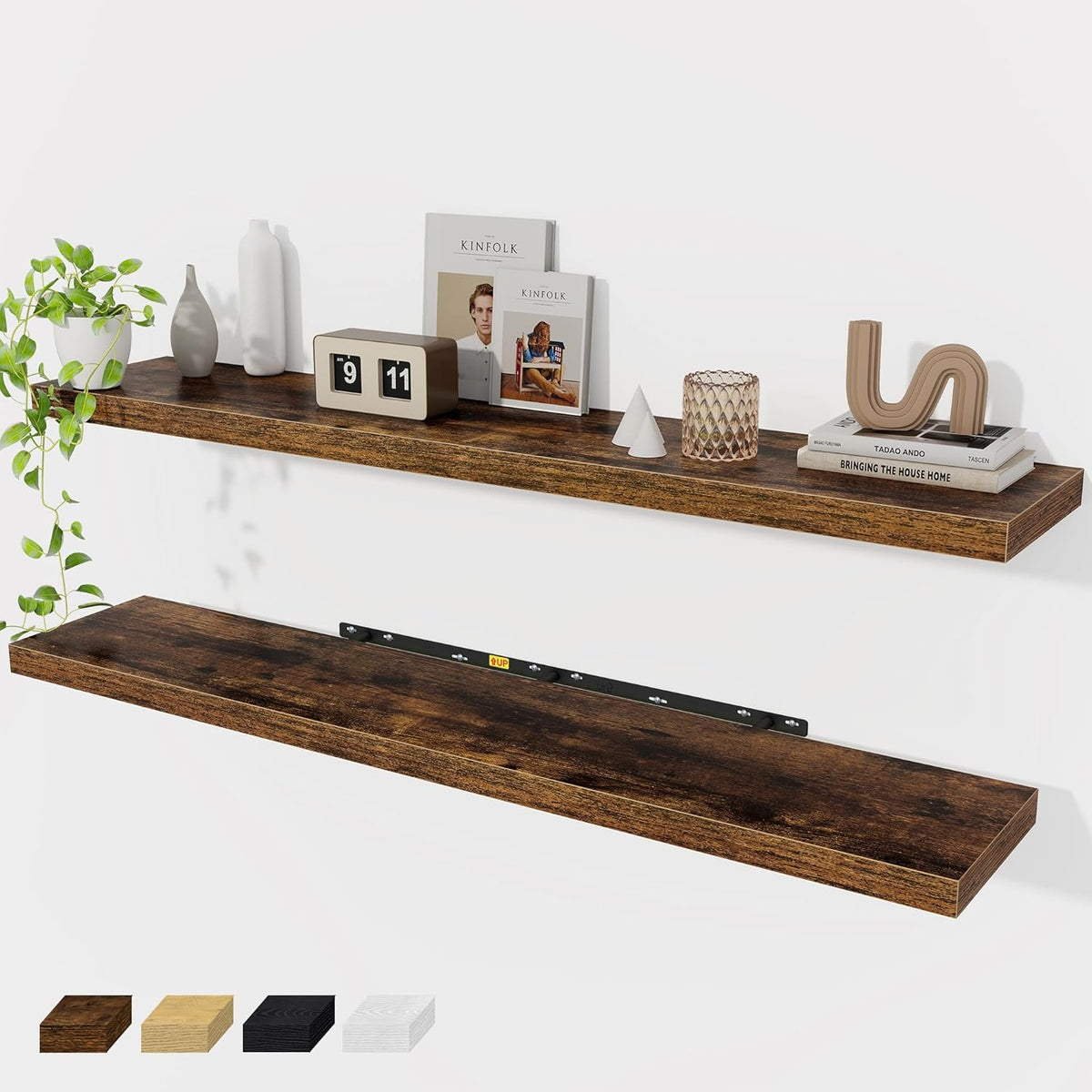 Fun Memories 55 Inch Floating Shelves for Wall 2 Pack Shelves for Bedroom|Kitchen|Bathroom 55 x 9.3