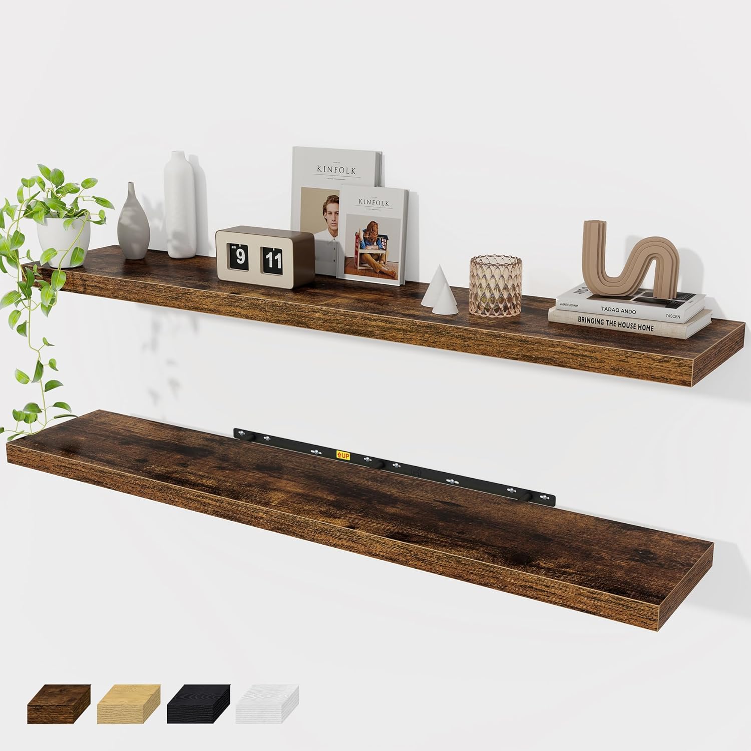 Fun Memories 55 Inch Floating Shelves for Wall 2 Pack Shelves for Bedroom|Kitchen|Bathroom 55 x 9.3
