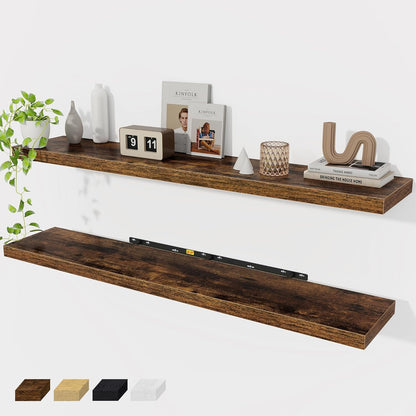 Fun Memories 55 Inch Floating Shelves for Wall 2 Pack Shelves for Bedroom|Kitchen|Bathroom 55 x 9.3