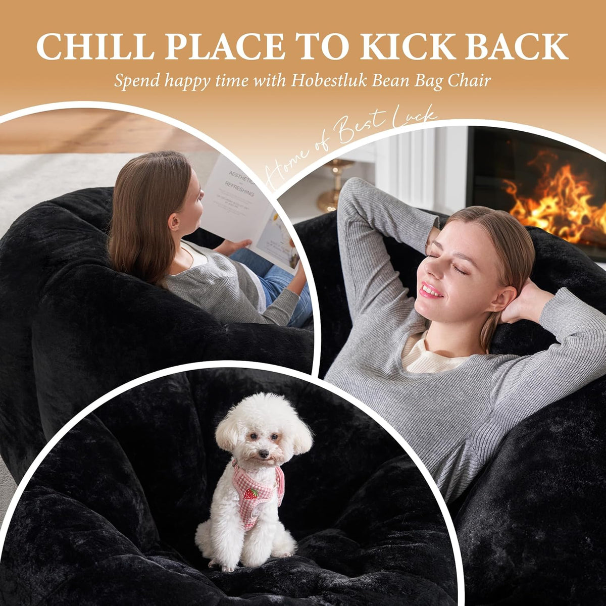 Hobestluk Bean Bag Chairs Large Bean Bag Couch for Adults Stuffed Sofa Chair Comfy Giant Bean Bag