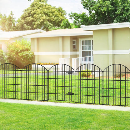 Metal Garden Fence with Gate 36in (H) x 23.3ft (L), 1 Gate+ 9 Panels Dog Fence Border Fence Animal