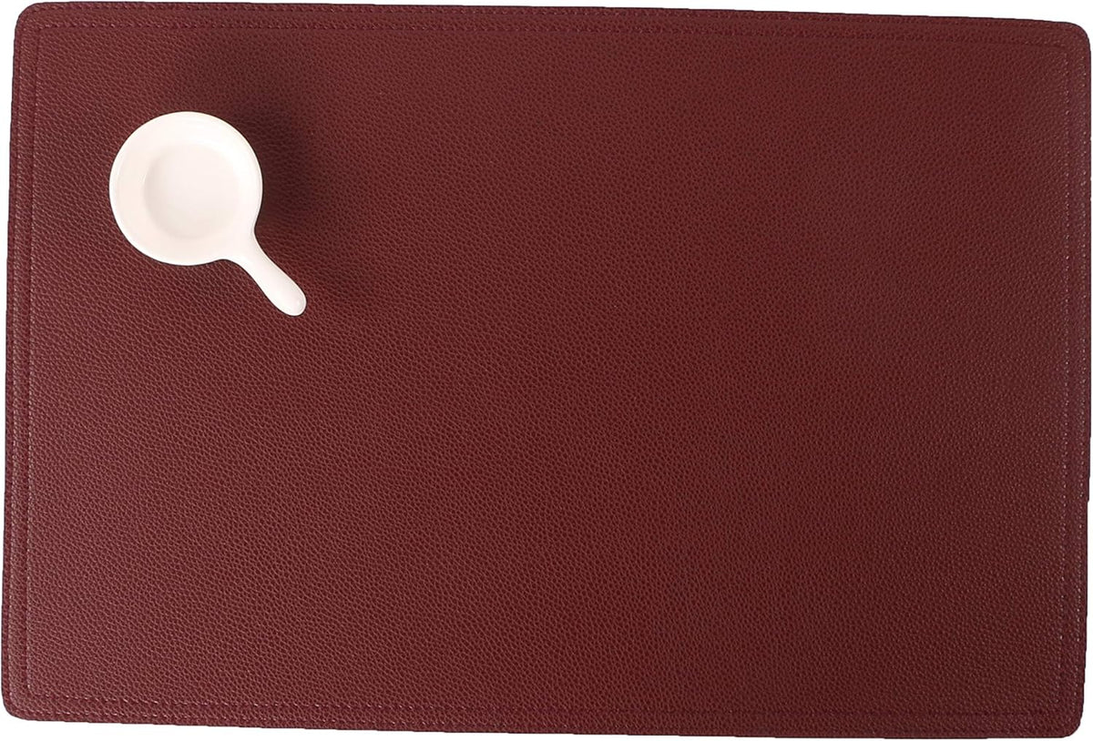 Faux Leather Red Placemats, PU Table Mats, Set of 4, Waterproof, Stain Resistant, Heat Resistant