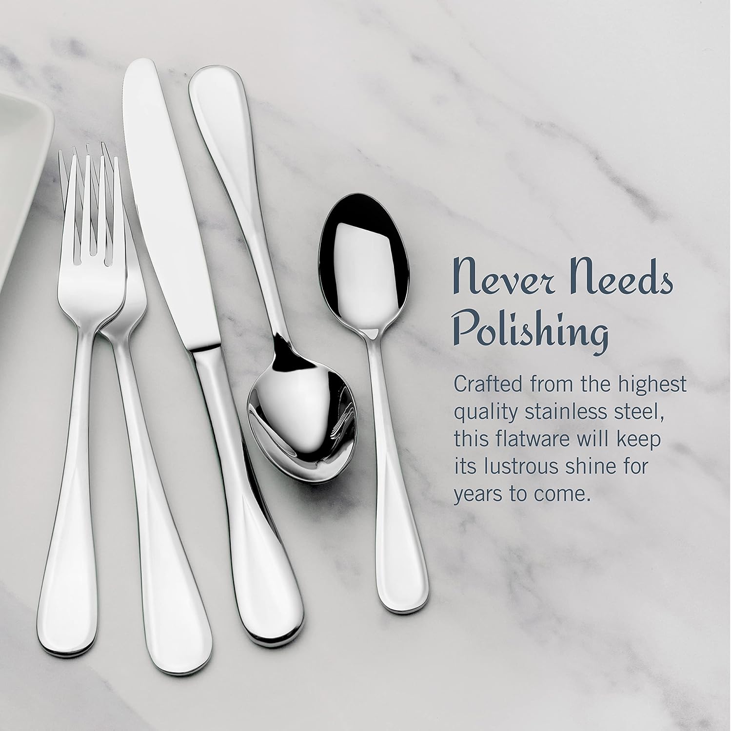 Mikasa Bravo 65-Piece Flatware Set for 12, 18/10 Stainless Steel Silverware with Full Service