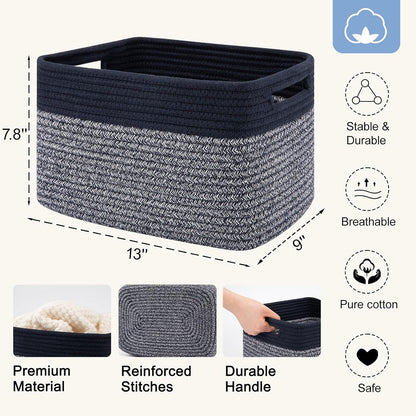 4 Pack Storage Baskets for Organizing, Woven Baskets for Shelves - Perfect for Toys, Books, Towels
