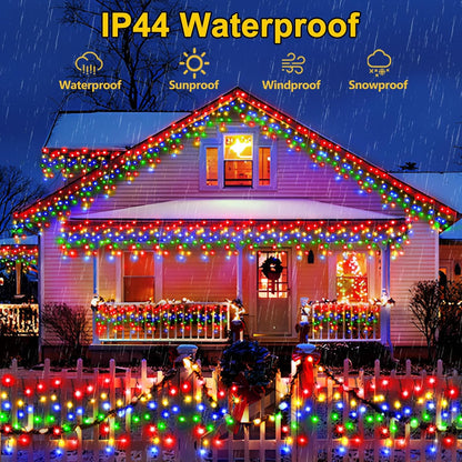 KNONEW 33FT 400 LED Christmas Lights Outdoor Black Wire String Lights with 75 Drops, 8 Lighting