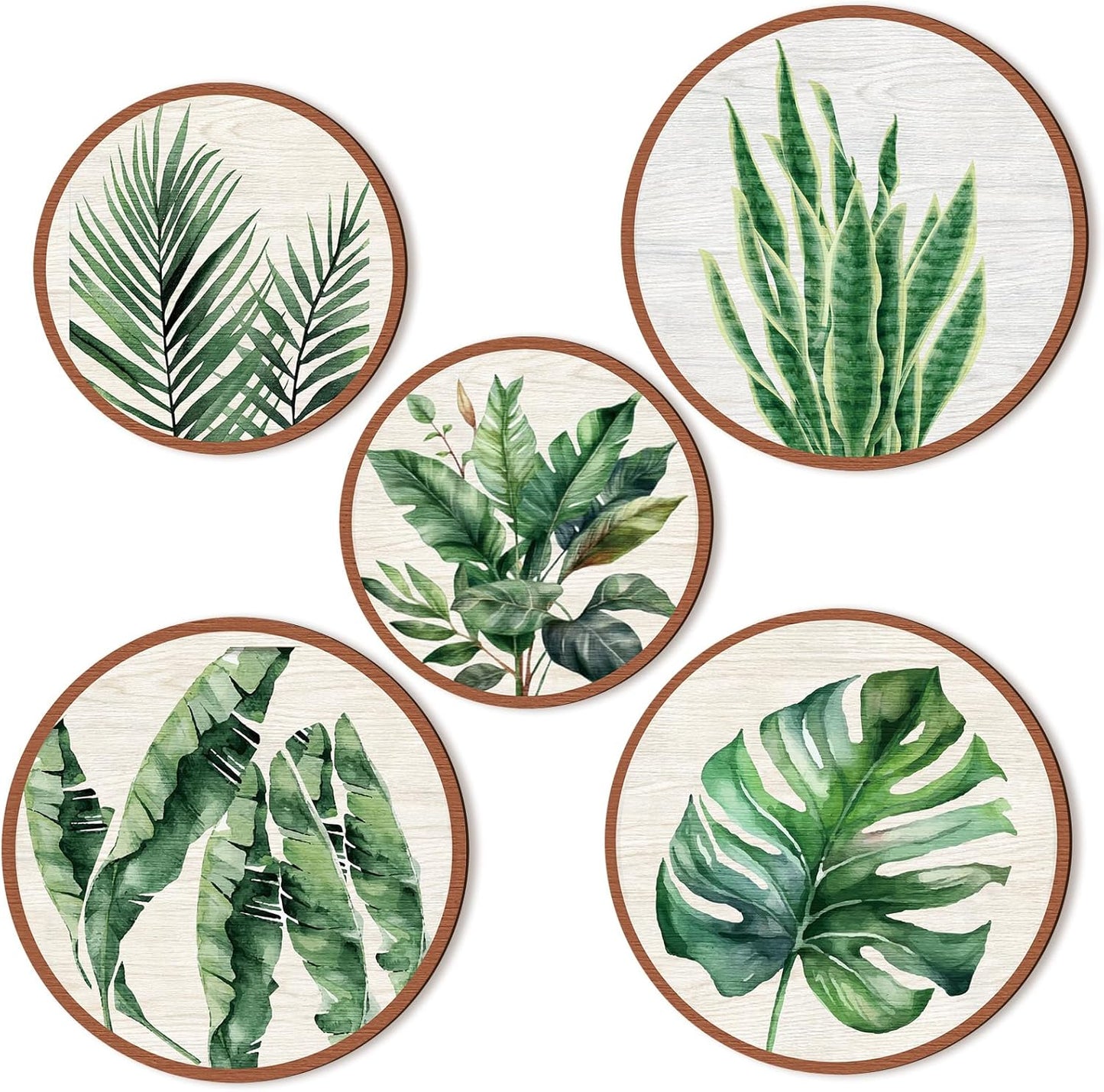Qunclay 5 Pcs Wall Art Decor Wooden Living Room Wall Decor Bohemian Hanging Farmhouse Geometric