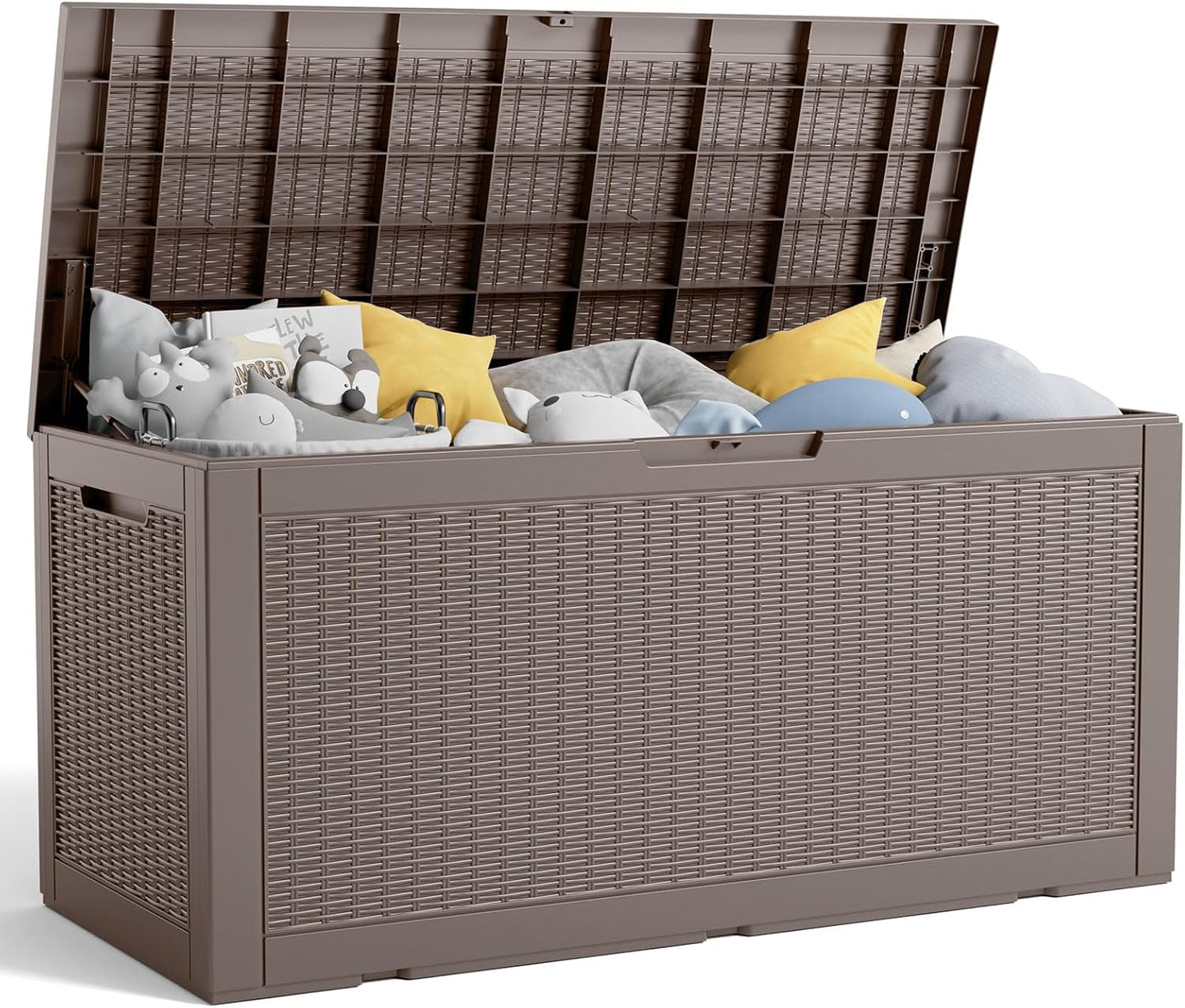 100 Gallon Resin Deck Box, Lockable Patio Outdoor Storage Box for Furniture, Garden Tools and Tools