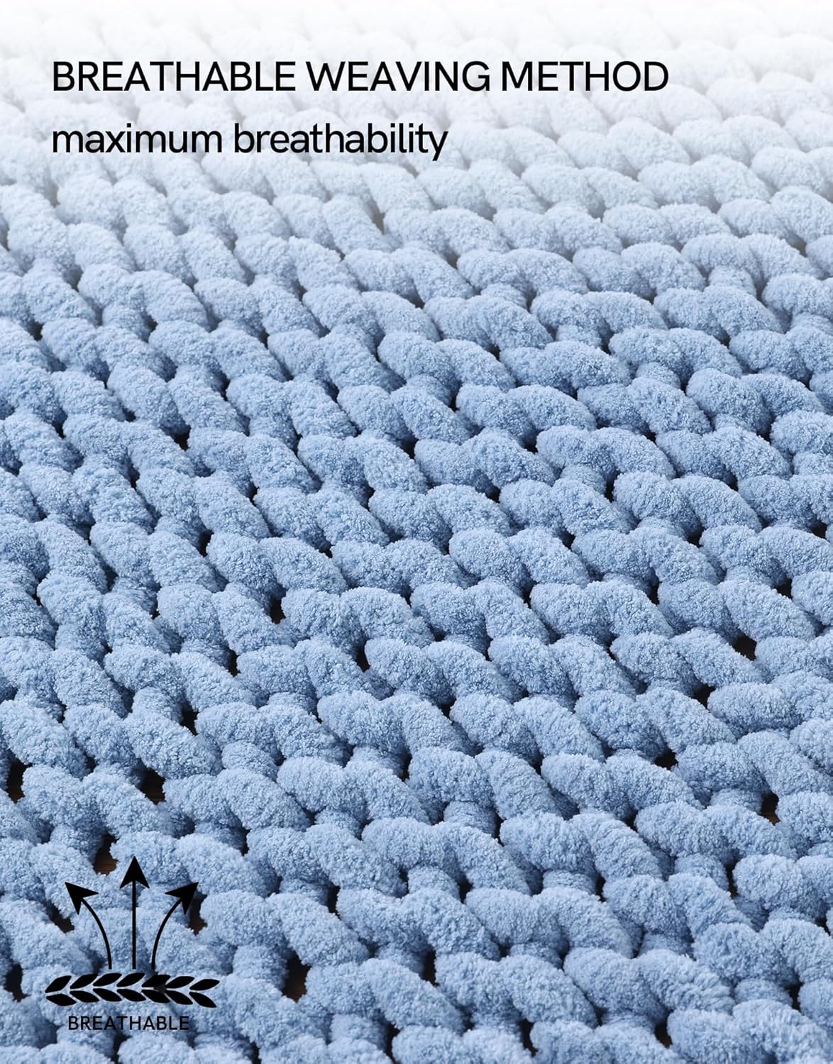 YnM Chunky Throw Blanket, Medium-Weight, Hand Knitted with Chenille Yarn, Skin Friendly, Ventilated