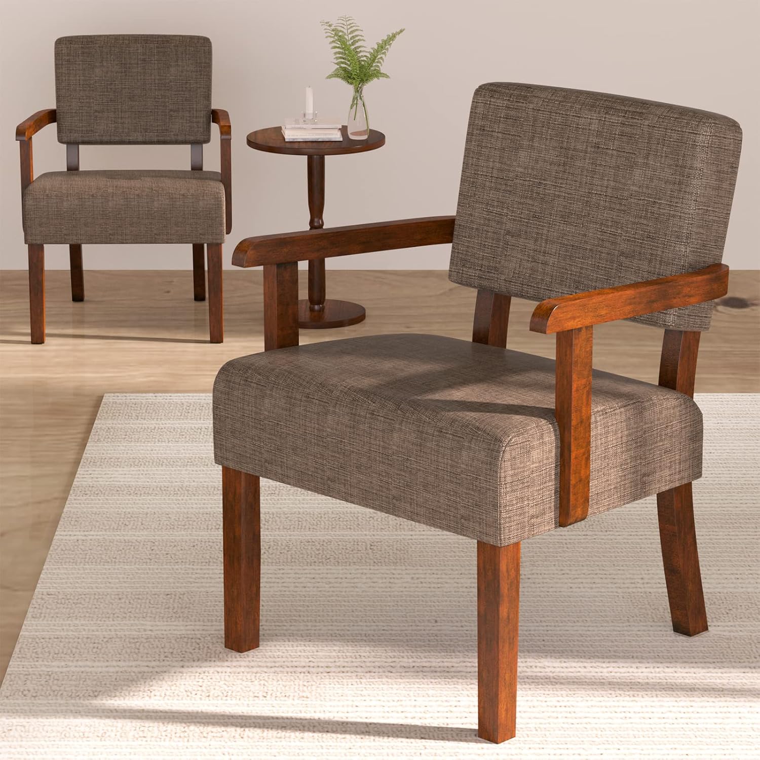Accent Chair Set of 2 with Table, Living Room Chairs with Soft Seat & Armrests for Living Room