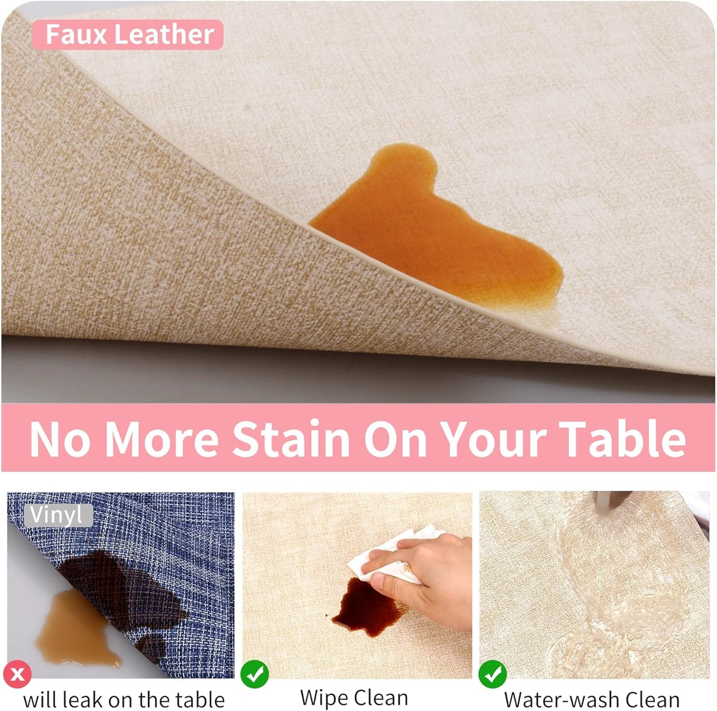 Maxpearl Faux Leather Placemats Set of 8 – Waterproof, Wipe Clean, Heat Resistant, Non-Slip Dining