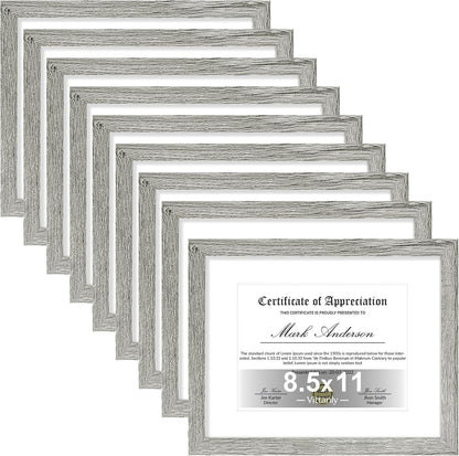 Vittanly 8.5x11 Picture Frames Set of 9, Shatter Resistant Plexiglass, Display 6x8 Pictures with