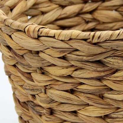 Casaphoria Round Water Hyacinth Garbage Baskets for Storage Natural Woven Hyacinth Laundry Rubbish
