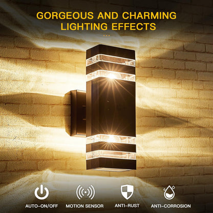 2 Pack Oil Rubbed Bronze Outdoor Wall Lights with 3-Mode Motion Sensor Up Down Porch Lights Modern