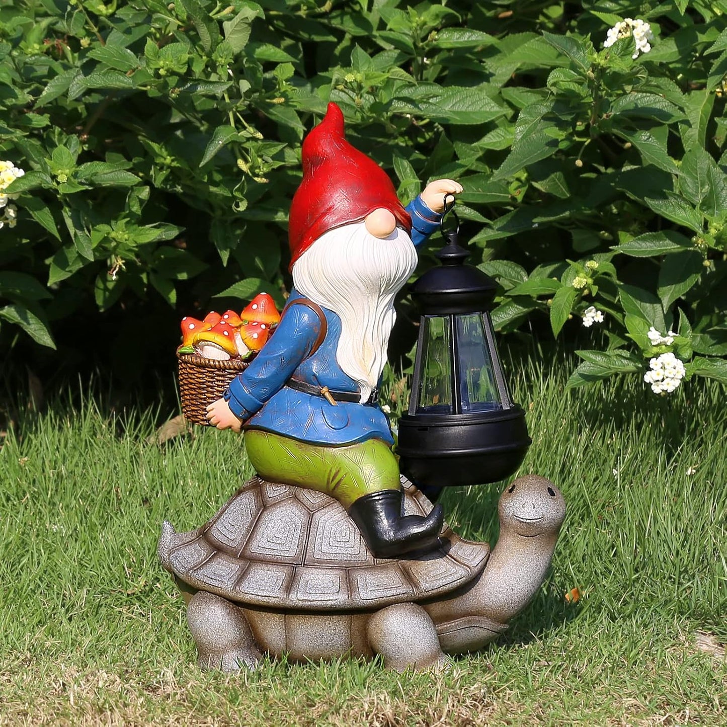 Gnome and Turtle Garden Decor, Large Outdoor Garden Sculptures & Statues, Outside Patio Yard Lawn