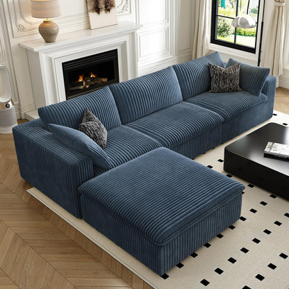 118" Cloud Couch Modular Sectional Sofa for Living Room,Modern Sofa with Deep Seat，L-Shape Boneless