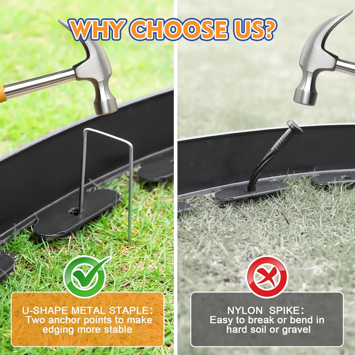 3 Inch x 60 FT (Multiple Sizes Available) Landscape Edging, Garden Edging Borders with 60pcs