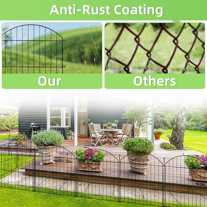 Decorative Garden Fence 24in (H) x20ft (L), 10 Pack No Dig Fence Animal Barrier for Dog, Arched