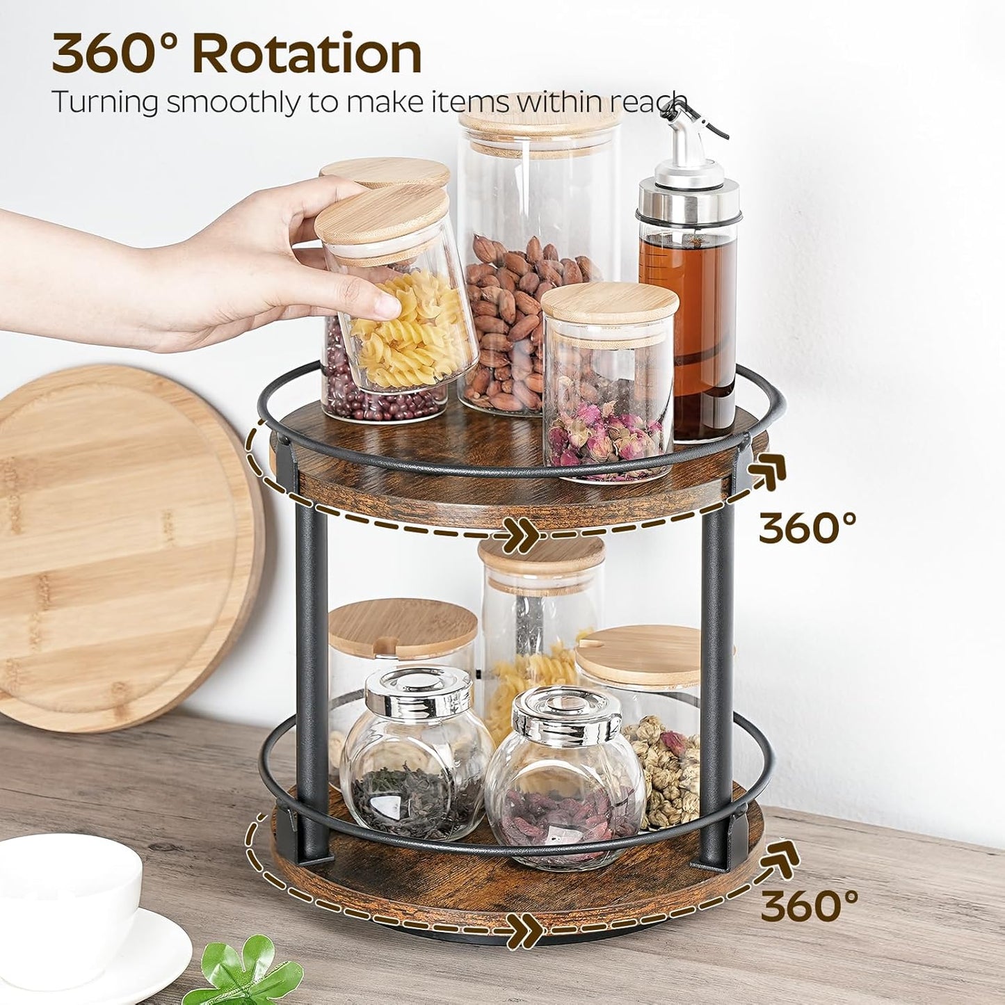 Spice Rack, Set of 2 Lazy Susan Organizer, 2-Tier Turntable Organizer, Rotating Spice Rack