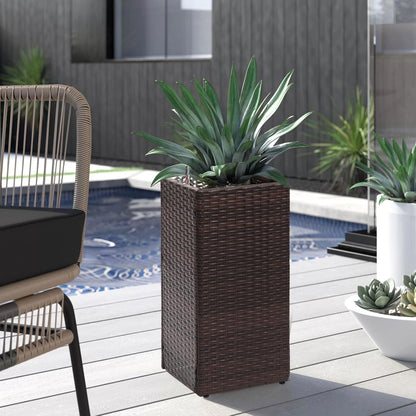 LEWIS&WAYNE Set of 2 Tall Planters for Outdoor Plants Handmade 24'' Wicker Tall Square Planter Box
