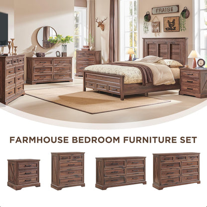 Farmhouse 9 Drawer Dresser for Bedroom, 36 Inch Tall Modern Dresser TV Stand with Large Drawers &