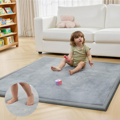 ACOMOPACK Baby Play Mat for Floor 1.3" Thick Memory Foam 50x50 Soft Velvet Playpen Mat for