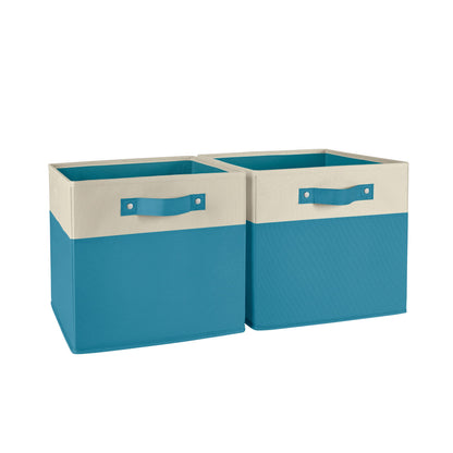 RiverRidge Kids storage bins - 10.5 Cube Storage Organizer with Handles - Turquoise Two-Tone closet
