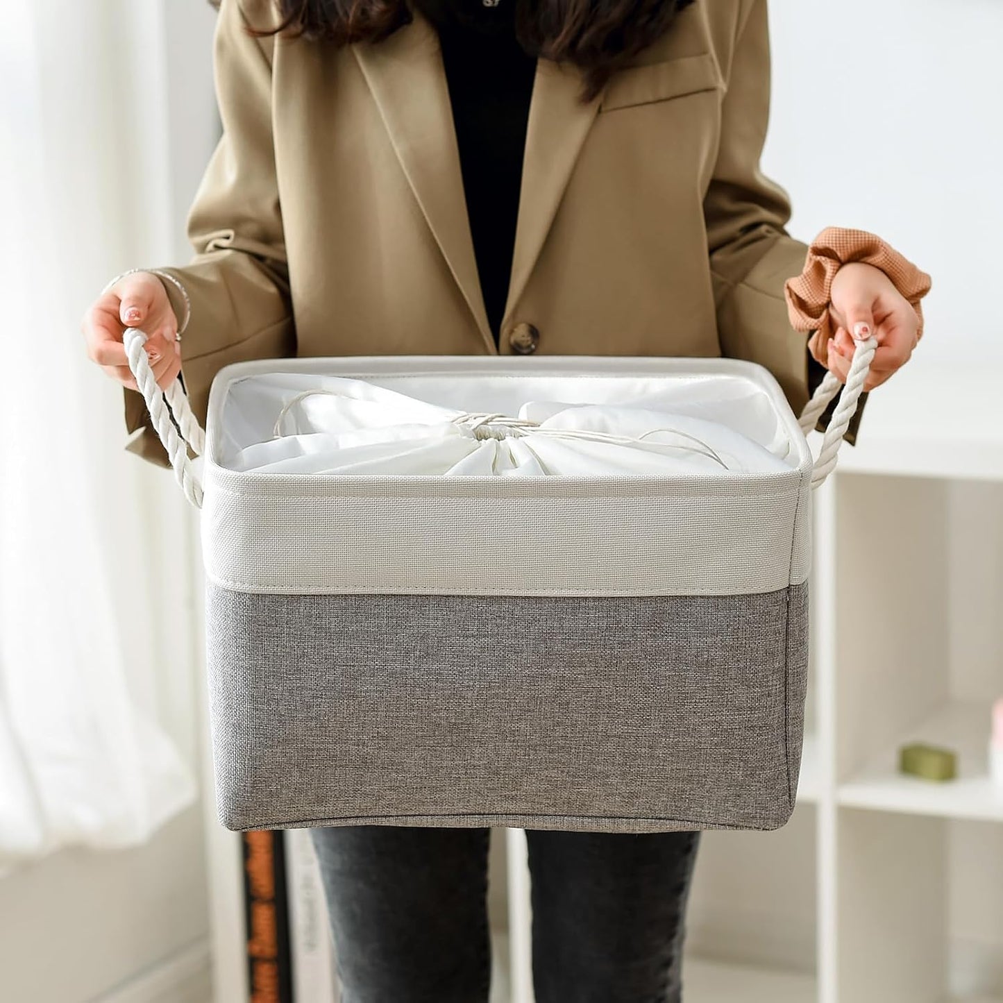 TheWarmHome Storage Baskets for Organizing, X Large - 3 Pack 17.7L×13.8W×9.8H in Foldable Storage