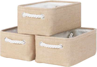 Bidtakay Small Storage Baskets for Shelves 3 Pack Fabric Storage Bins for Organizing Linen