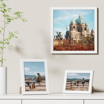 Vittanly 12x12 Picture Frames Set of 9, Shatter Resistant Plexiglass, Display 8x8 Pictures with Mat