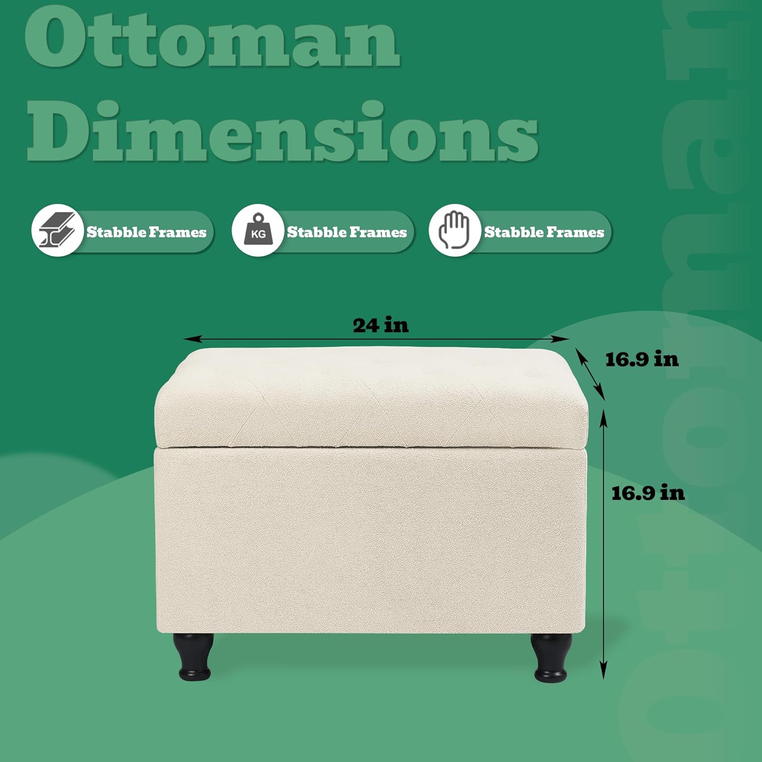 Ottoman with Storage 24'' Storage Ottomans Fabric Ottoman Footstools Small Upholstered Foot Rest