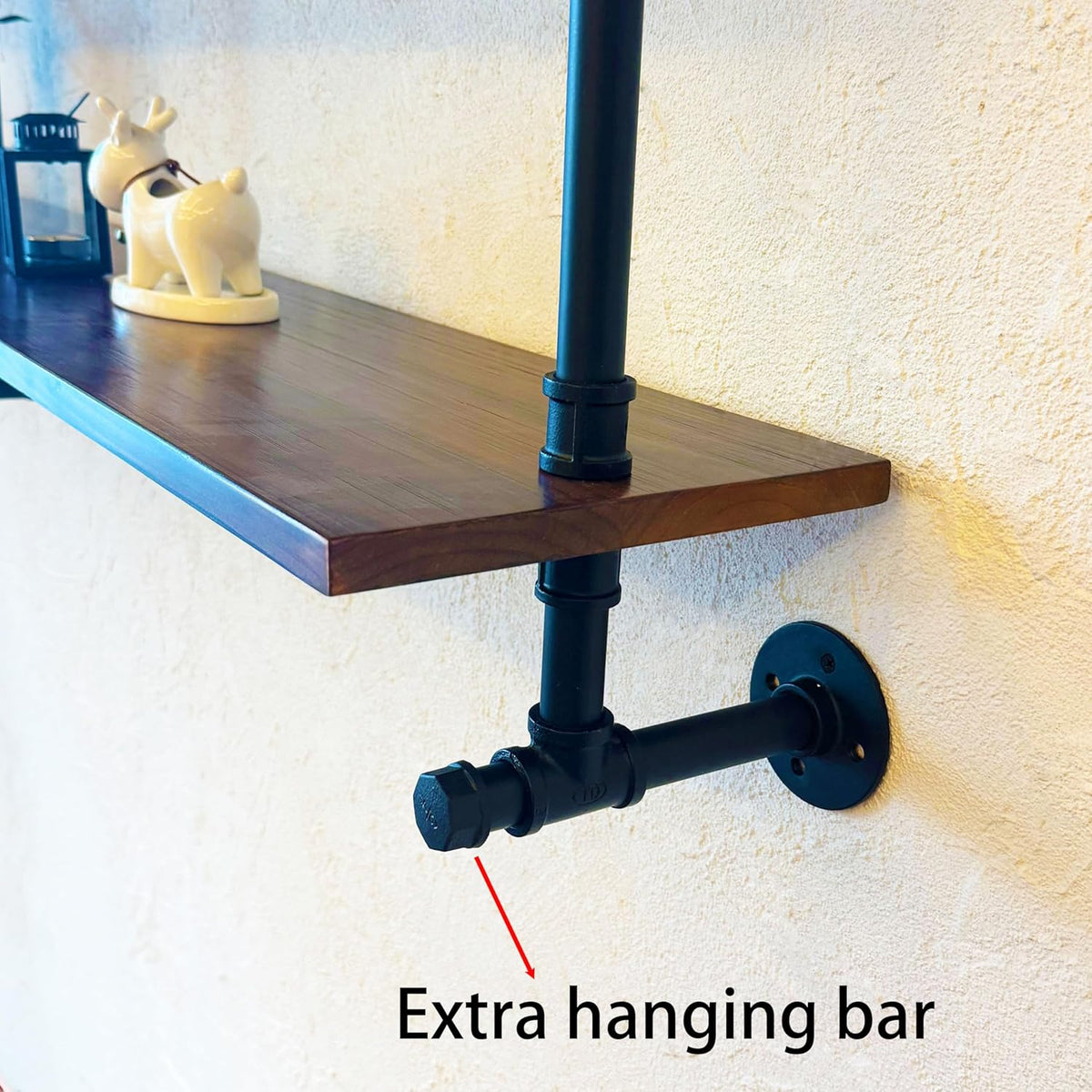 Industrial Pipe Wall Shelves Pipe Shelving with Real Wood Plank,70 Inches Floating Shelves for Wall
