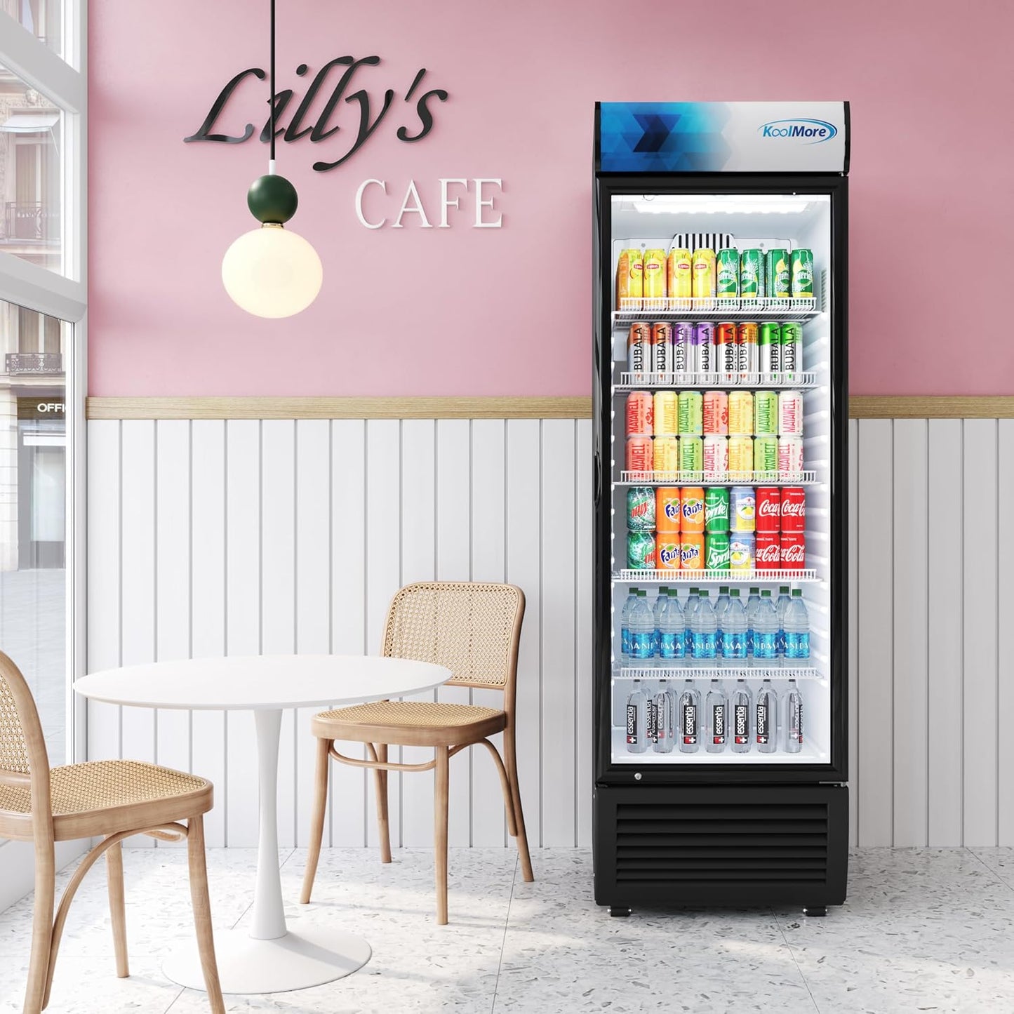 KoolMore KM-MDR-1GD-15C 26 in. Commercial Glass Door Merchandiser Refrigerator with LED Lights, 15