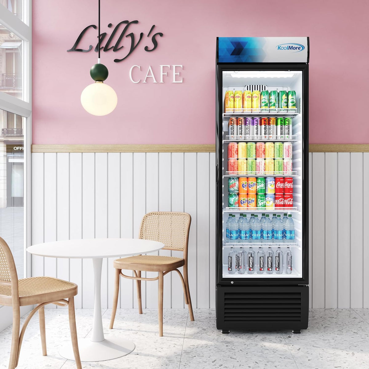 KoolMore KM-MDR-1GD-15C 26 in. Commercial Glass Door Merchandiser Refrigerator with LED Lights, 15