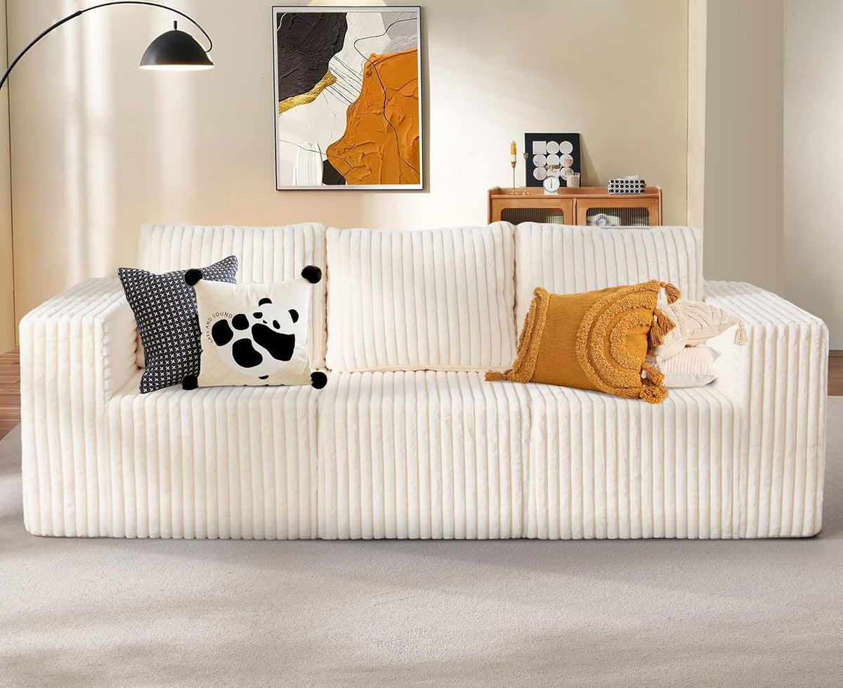Modular Sectional Sofa 3-Seater Modular Couch with Deep Seat Memory Foam Cloud Chair with Pillows