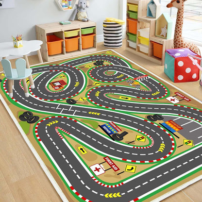Kids Rug Play mat Playroom Rugs Car Rugs for Kids Toy Cars Race Track for Classroom Rug