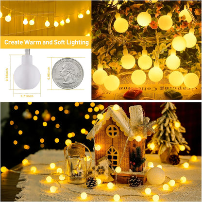 JMEXSUSS 100 LED Connectable Globe String Lights Indoor Bedroom, 33ft Warm White Christmas String