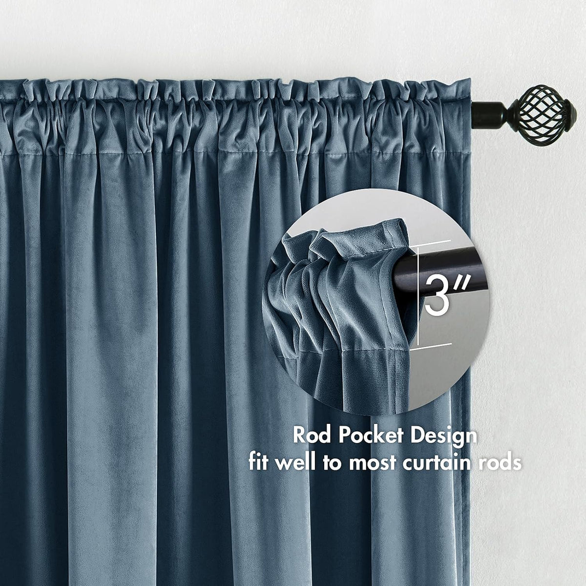 MIULEE Dark Slate Velvet Curtains Thermal Insulated Blackout Curtain Drapes for Bedroom Living Room