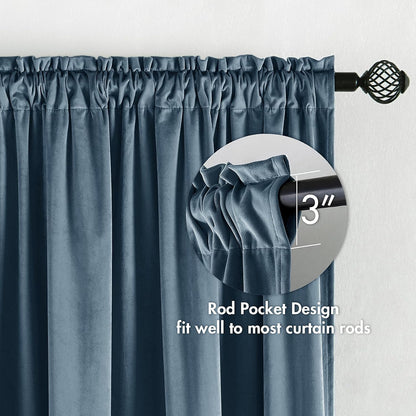 MIULEE Dark Slate Velvet Curtains Thermal Insulated Blackout Curtain Drapes for Bedroom Living Room