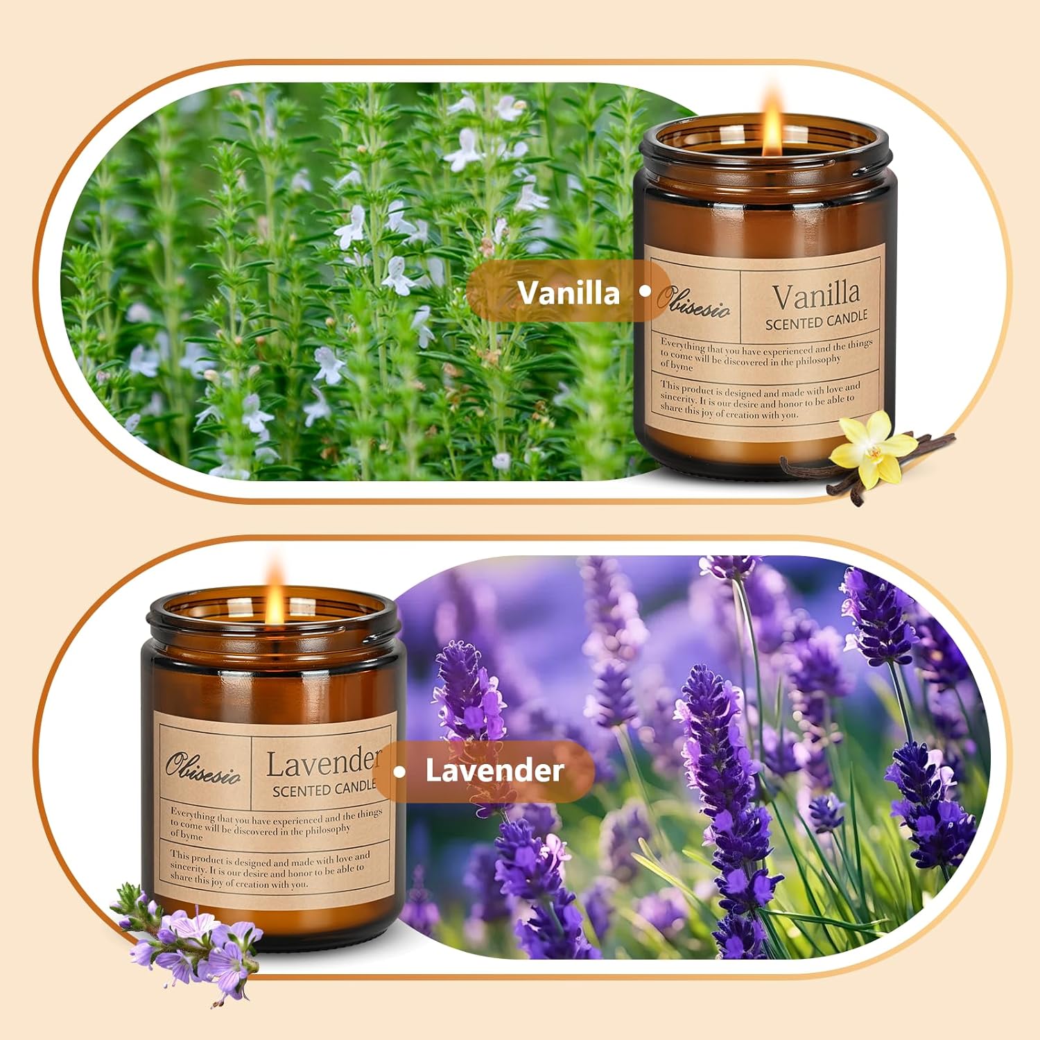 Candles 2 Pack, Candles for Home Scented, Aromatherapy Candle Gift Set for Women Soy Wax Long