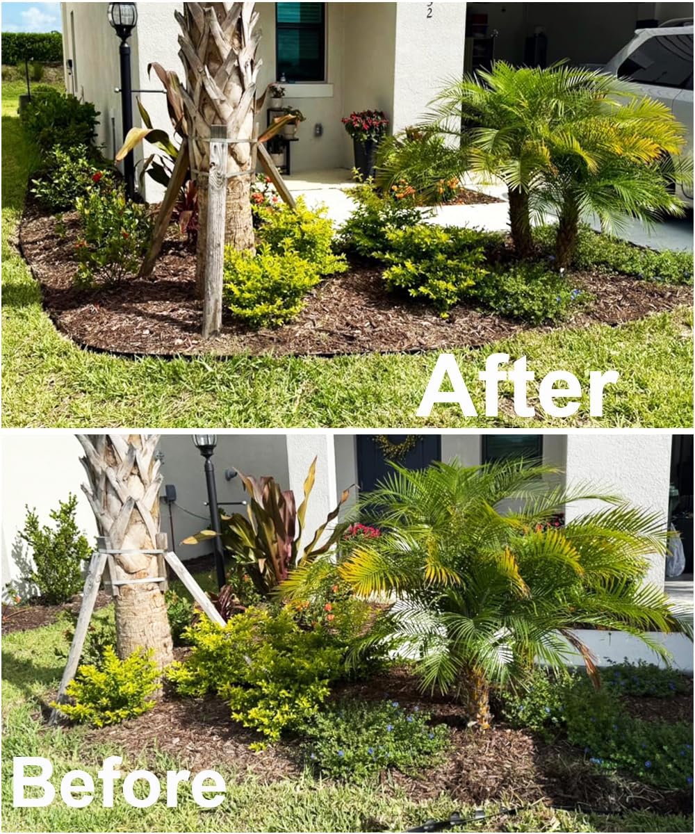 Landscape Edging Border 33FTx 4 Inch Tall, Plastic Garden Borders Edging with 30 Spikes,Flexible