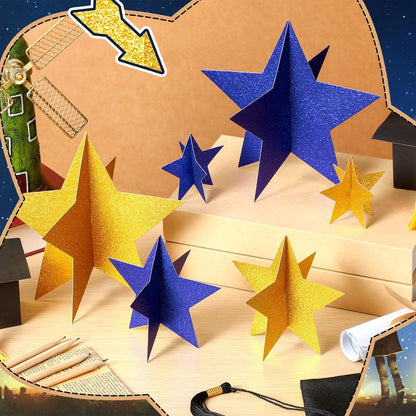 45 Pcs 3D Star Centerpieces Movie Night Decorations for Table in 3 Sizes Hanging Supplies for Red