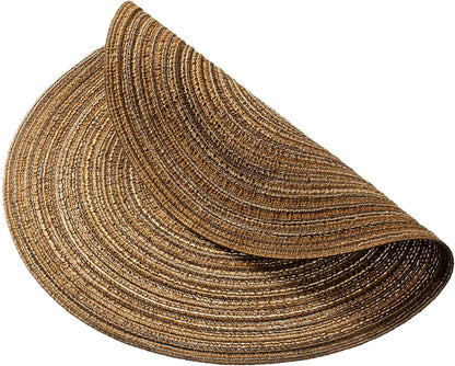 AHHFSMEI Round Braided Placemats Set of 6 Round Table Mats for Dining Tables Natural Woven Heat