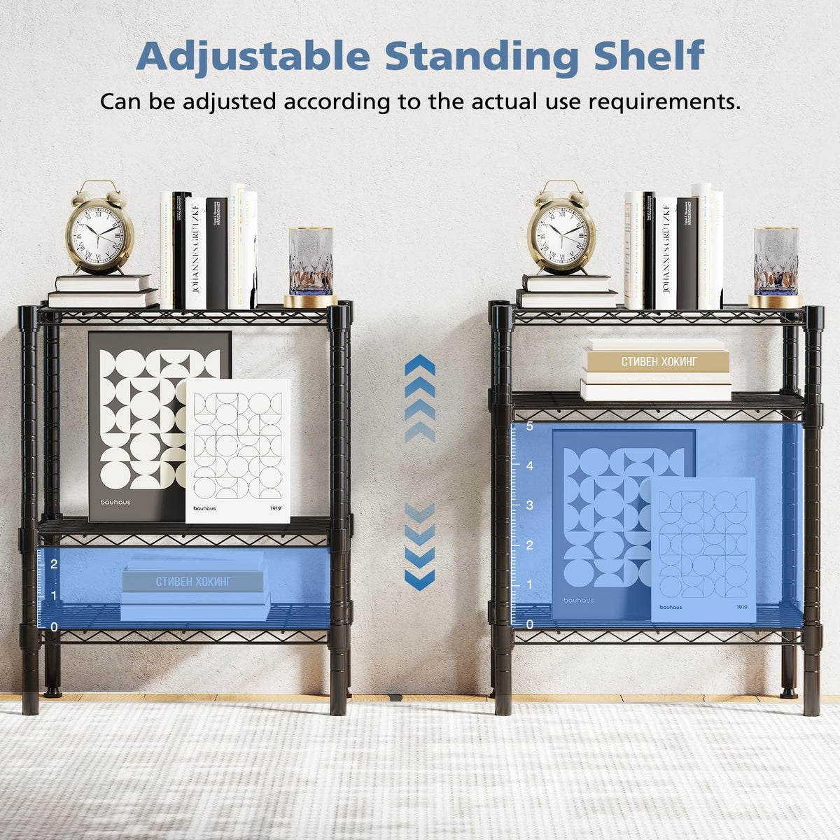 DUMOS 3-Tier Metal Storage Shelves, Wire Shelving, Storage Rack, 23.3" W